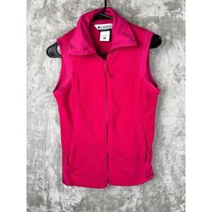 Columbia Womens Small Pink Fleece Zip Vest Outdoor Gorpcore Casual Layer Warm